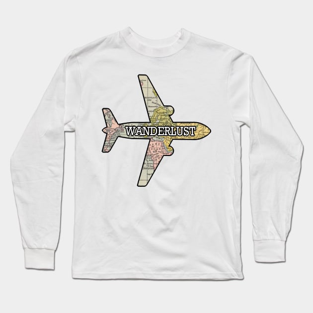 Wanderlust Airplane Long Sleeve T-Shirt by AbundanceSeed